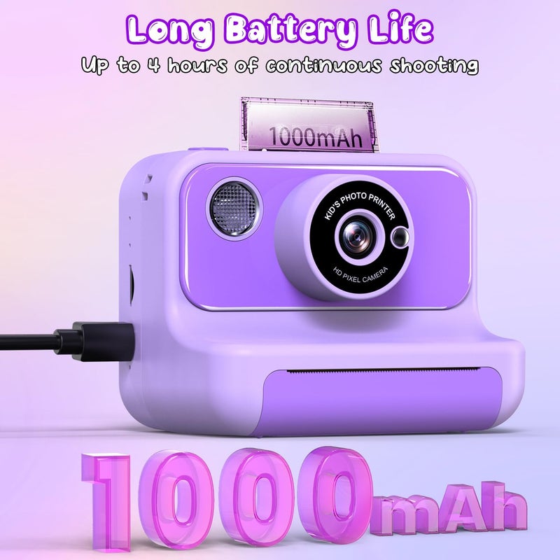 Gofunly Kids Camera Instant Print, Christmas Birthday Gifts for Girls and Boys, 1080P HD Video Digital Kids Camera with 32G Card, Toddler Camera for 3-12 Years Old, Purple - Image 5